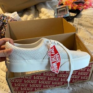 White textured platform vans. Never worn.